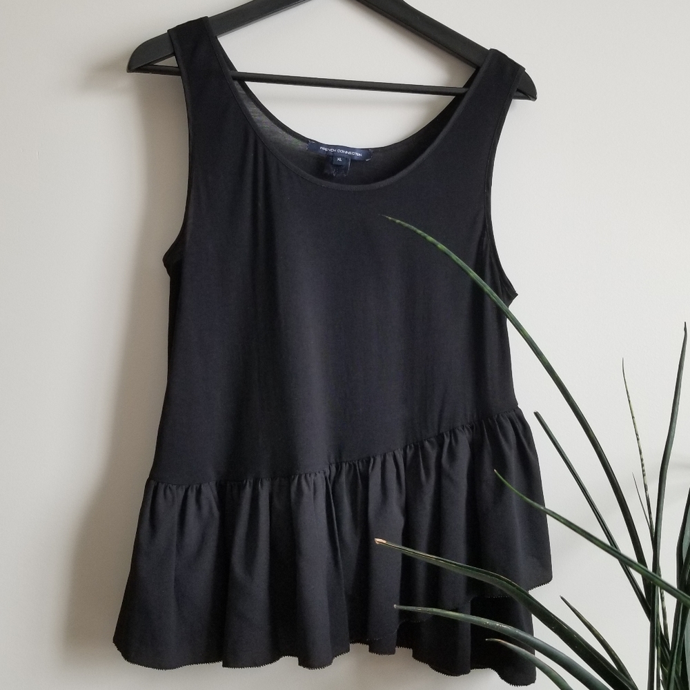 French Connection Sheer Cropped Peplum Top